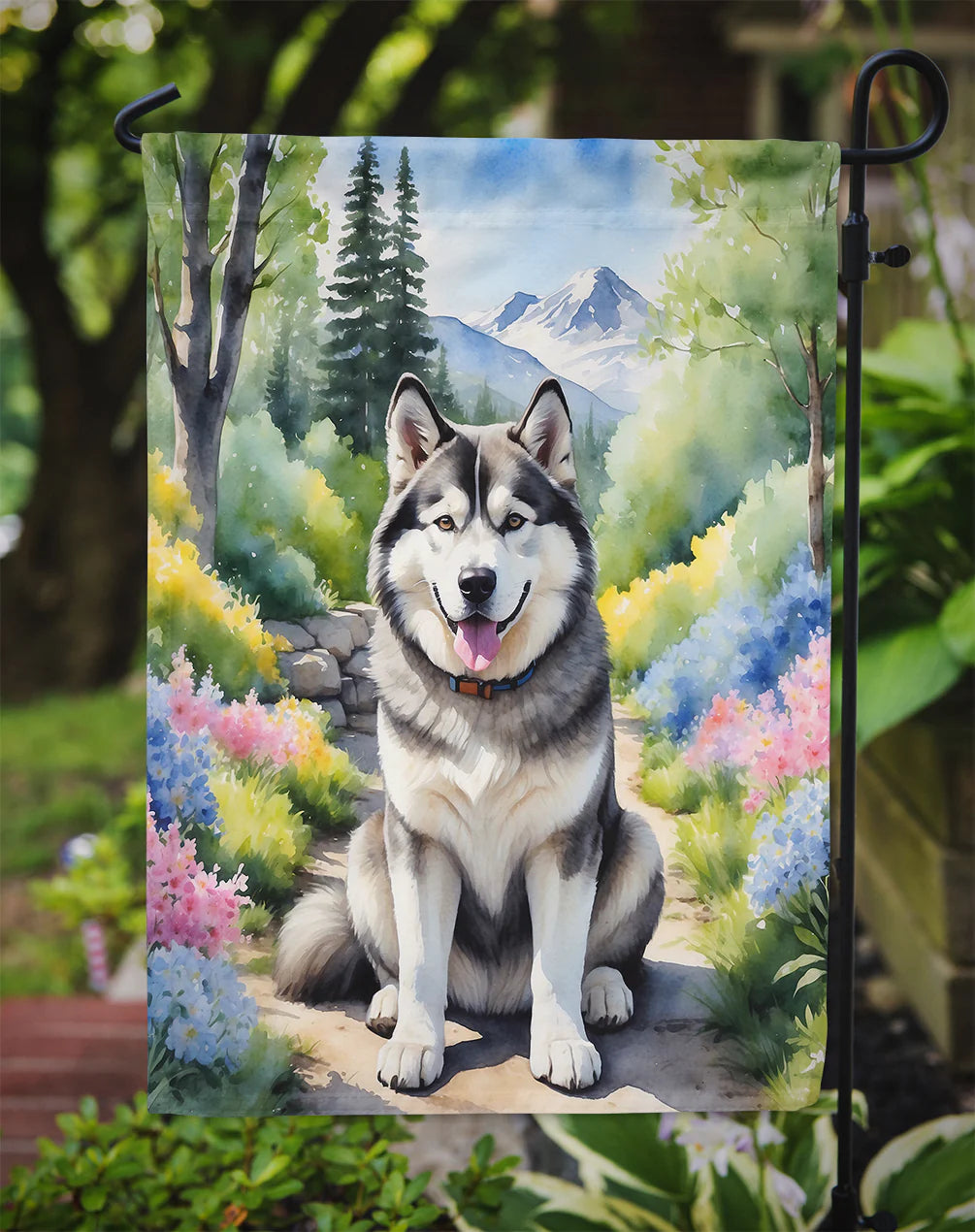 Alaskan Malamute Spring Garden Garden Flag
